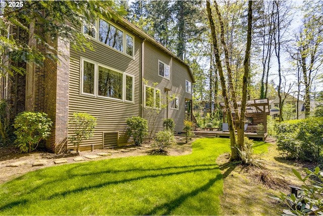 4054 Canal Woods Ct, Lake Oswego, OR 97034 - view of side of home with a wooden deck and a yard