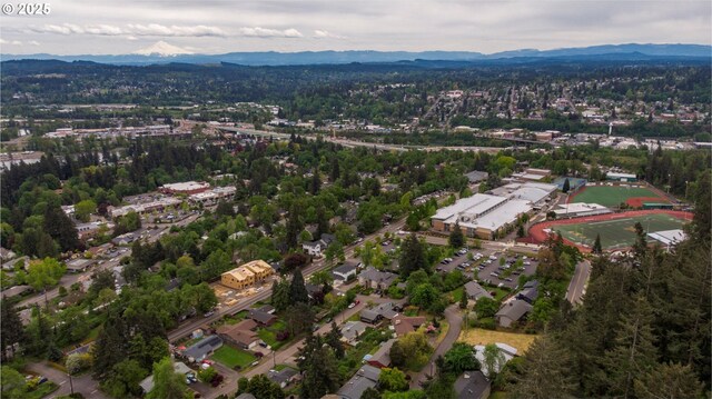 aerial view featuring a mountain view