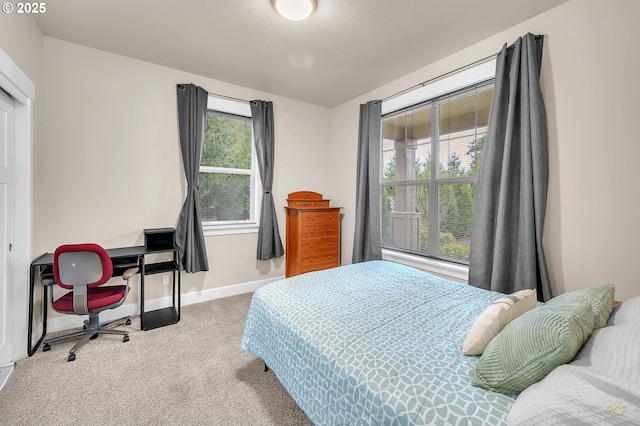 bedroom featuring baseboards and carpet flooring