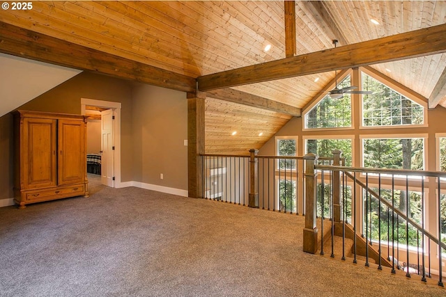 25815 NE Lucia Falls Rd, Yacolt, WA 98675 - additional living space featuring wooden ceiling, carpet floors, and a ceiling fan