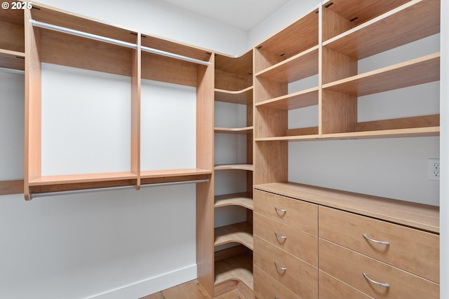 walk in closet featuring wood finished floors