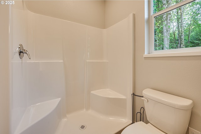 full bathroom featuring toilet and a shower