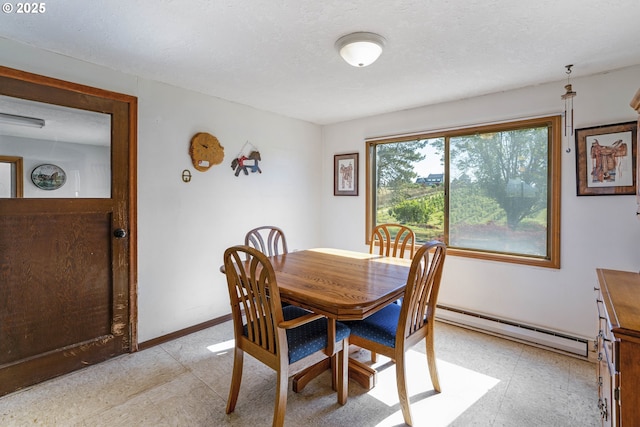 19587 NW Adcock Rd, Yamhill, OR 97148 - dining room featuring a baseboard radiator, light flooring, and baseboards