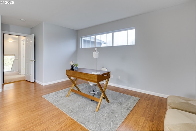 office area featuring hardwood / wood-style floors