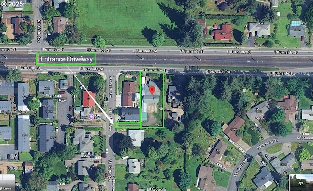 aerial view of property's location with property parcel outlined