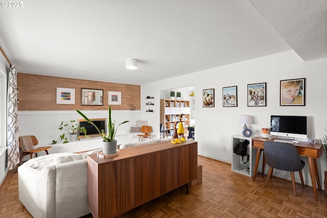 3730 NW 183rd Ave, Portland, OR 97229 - office featuring a textured ceiling and wooden walls