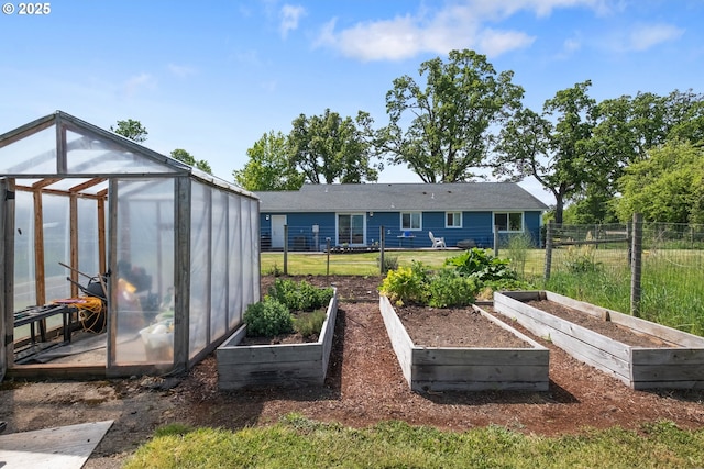 5615 Macleay Rd, Salem, OR 97317 - back of property with a greenhouse, a garden, fence, and an outbuilding