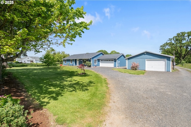 5615 Macleay Rd, Salem, OR 97317 - ranch-style house with a detached garage and a front yard