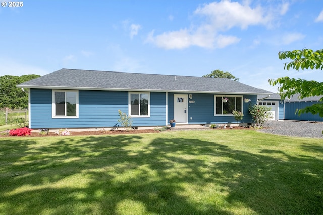 5615 Macleay Rd, Salem, OR 97317 - ranch-style home featuring a front lawn, roof with shingles, and an attached garage