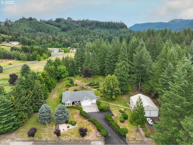 110 Dolph Dr, Ariel, WA 98603 - aerial view of property and surrounding area with a forest and mountains