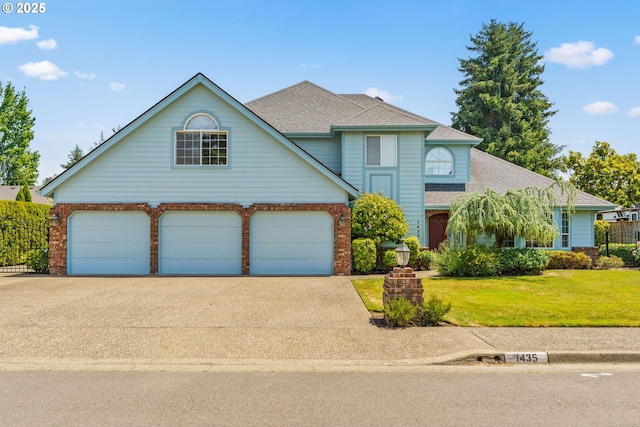 1435 Barrington Ave, Eugene, OR 97401 - traditional-style home featuring concrete driveway, brick siding, and roof with shingles