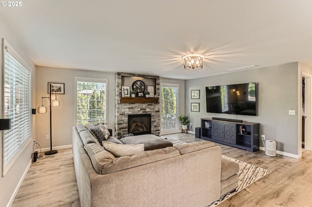 1736 Regency St, West Linn, OR 97068 - living room featuring light wood-style floors and a fireplace