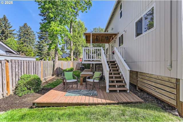 1736 Regency St, West Linn, OR 97068 - deck featuring a fenced backyard and stairway