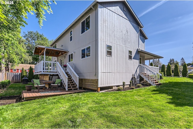 1736 Regency St, West Linn, OR 97068 - rear view of house with stairway and a wooden deck