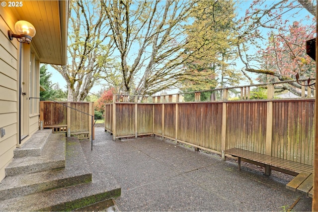 view of patio featuring a fenced backyard