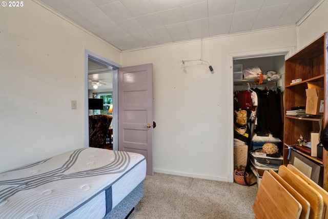 bedroom featuring carpet floors and a closet
