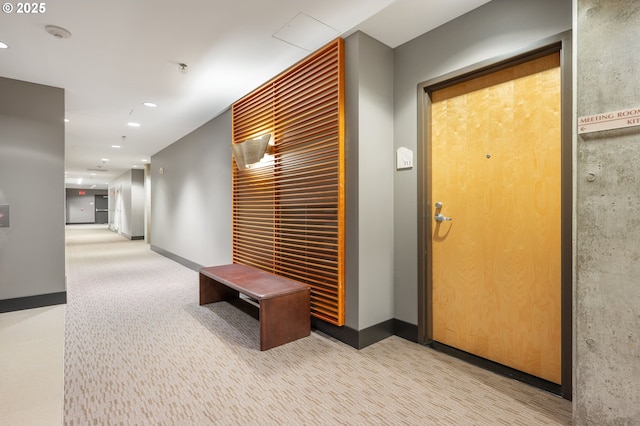 1221 SW 10th Ave Unit 311, Portland, OR 97205 - hallway with recessed lighting, baseboards, and carpet