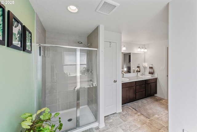 764 Seacrest Dr, Bandon, OR 97411 - bathroom with double vanity and a shower stall