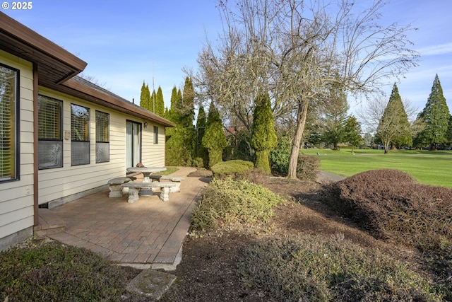 view of yard with a patio area