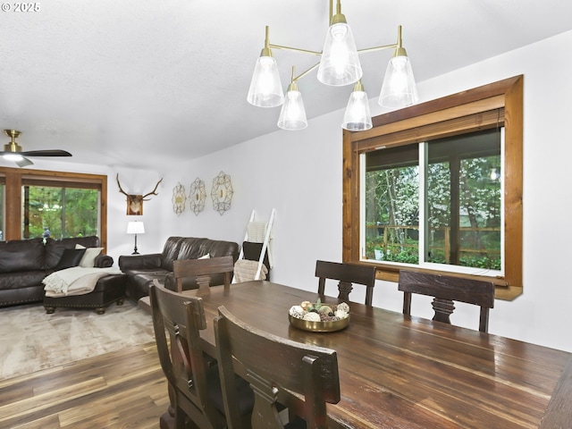 54934 E Kirkwood Dr, Sandy, OR 97055 - dining area featuring plenty of natural light, wood finished floors, and a ceiling fan