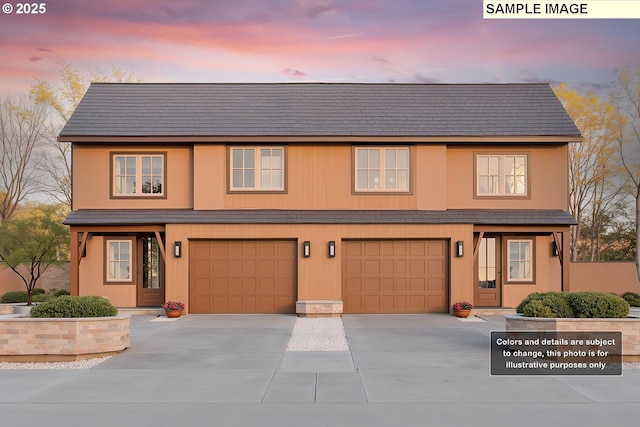 view of front property with a garage