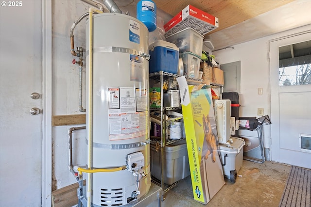 utility room with secured water heater