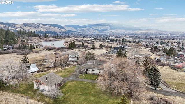 drone / aerial view with a mountain view