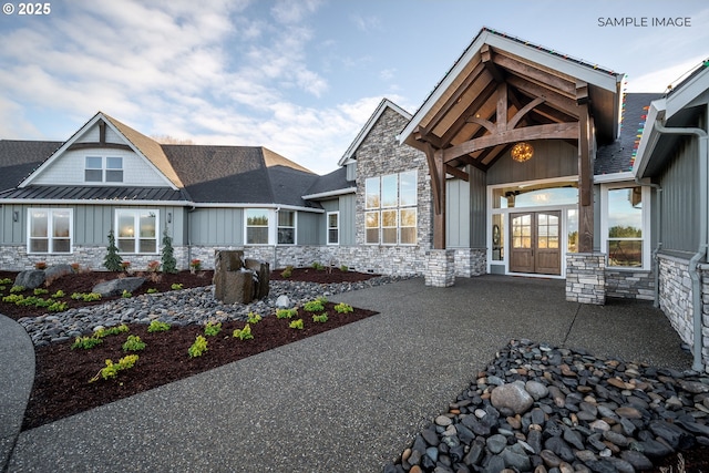 view of front facade with french doors