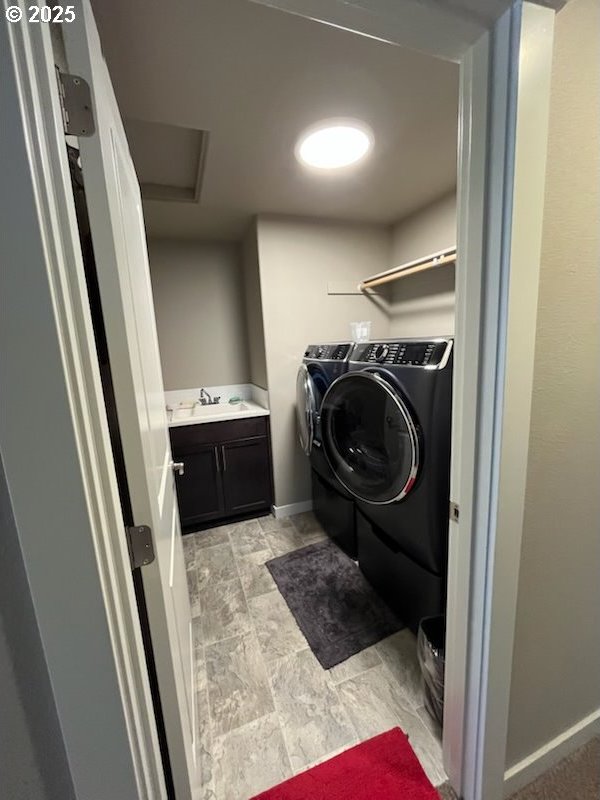 1355 Lorien Ln, Eugene, OR 97405 - laundry room with washer and dryer and attic access