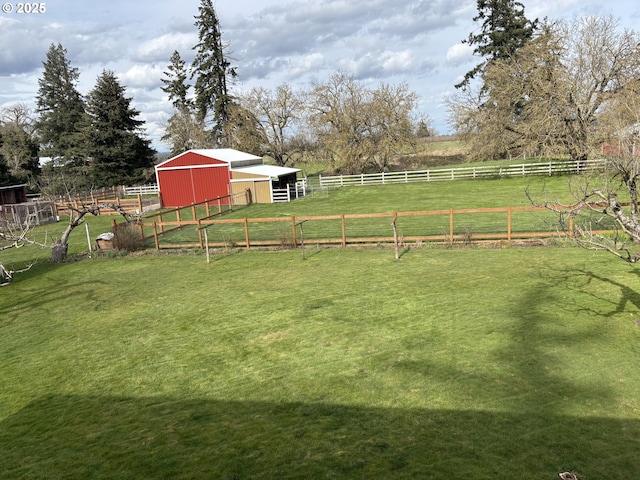 11623 Broadacres Rd NE, Hubbard, OR 97032 - view of yard with an outdoor structure, fence, an exterior structure, a pole building, and a rural view