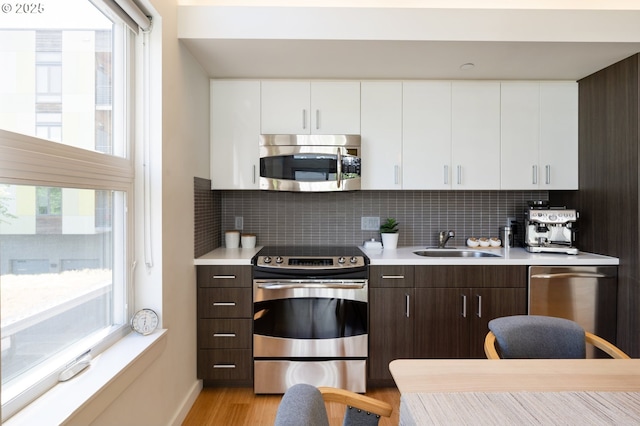 1455 N Killingsworth St Unit 201, Portland, OR 97217 - kitchen featuring stainless steel appliances, a sink, healthy amount of natural light, and light countertops