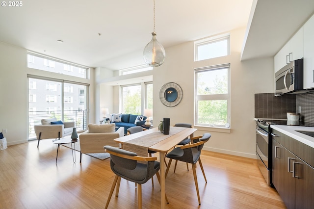 1455 N Killingsworth St Unit 201, Portland, OR 97217 - dining room with light wood-style floors and baseboards