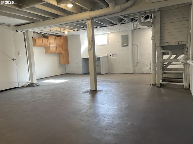 below grade area with electric panel