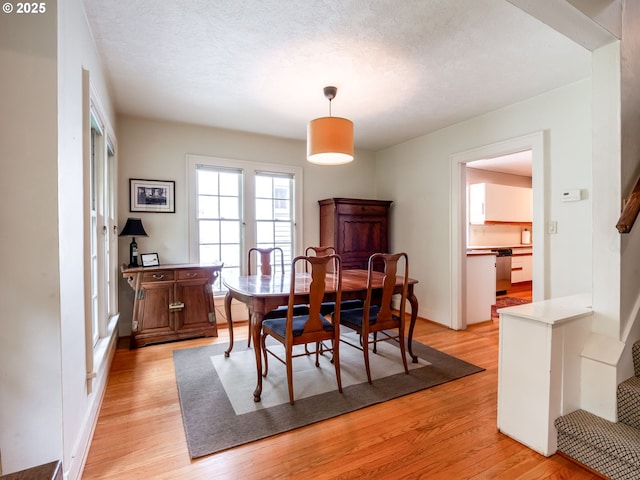 dining space with light wood finished floors