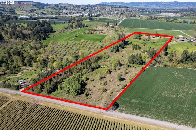aerial view with a rural view