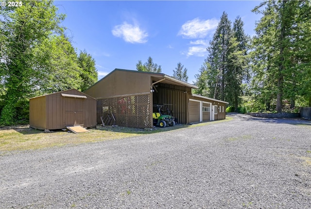 exterior space featuring a storage unit