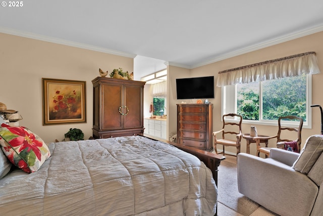 bedroom featuring crown molding