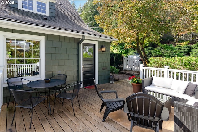 deck with an outdoor living space