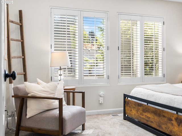 carpeted bedroom featuring baseboards