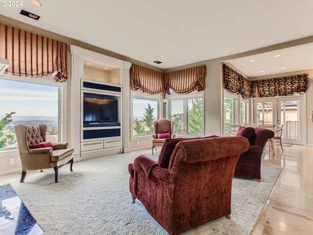 9112 NW Wiley Ln, Portland, OR 97229 - living room with baseboards, recessed lighting, and french doors