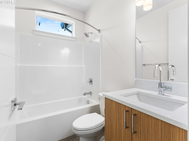 full bathroom featuring vanity, toilet, and tub / shower combination