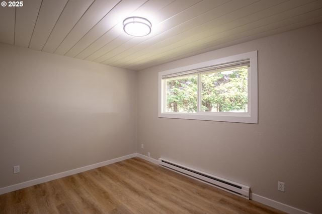 29311 Joy Ln, Ocean Park, WA 98640 - spare room with a baseboard heating unit, wood finished floors, baseboards, and wooden ceiling