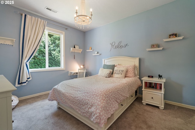 10440 SW 141st Ave, Beaverton, OR 97008 - carpeted bedroom with a chandelier and baseboards