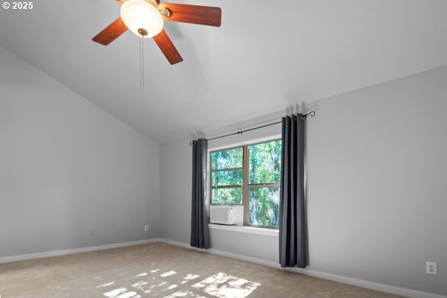 1919 NE 50th Way, Hillsboro, OR 97124 - carpeted empty room with vaulted ceiling, baseboards, ceiling fan, and cooling unit