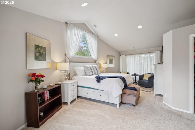 19580 SW 56th Ct, Tualatin, OR 97062 - carpeted bedroom featuring vaulted ceiling, multiple windows, recessed lighting, and baseboards