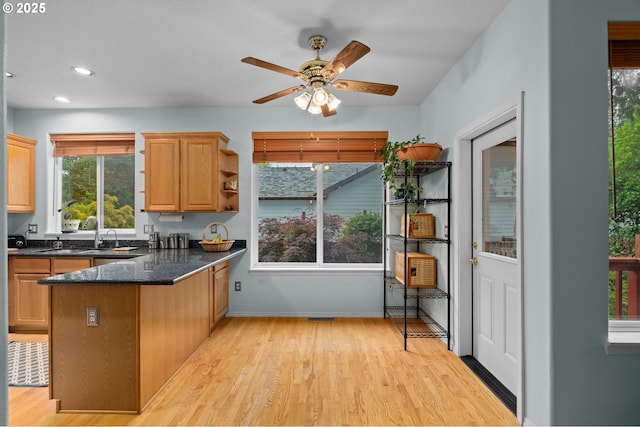 23804 SW Golden Pond Ter, Sherwood, OR 97140 - kitchen featuring a sink, plenty of natural light, ceiling fan, a peninsula, and recessed lighting