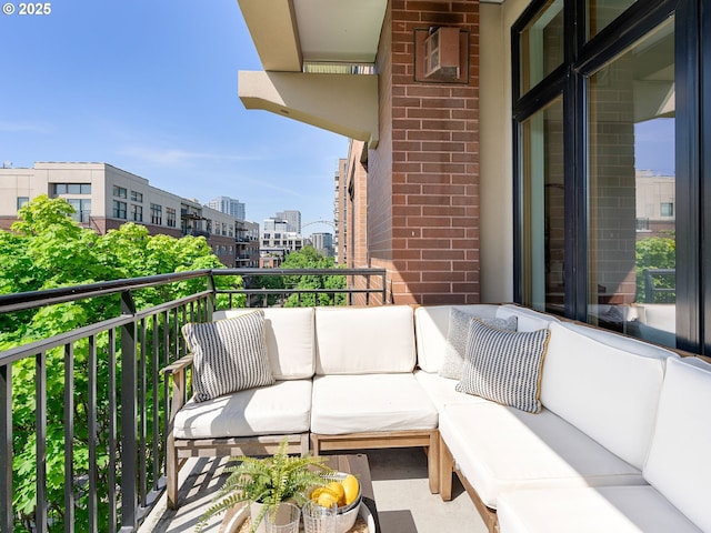 balcony featuring an outdoor living space