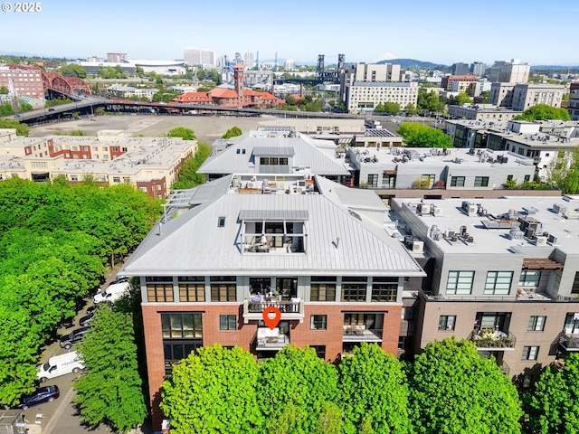 aerial view with a city view