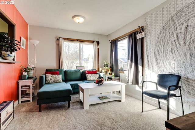 sitting room with light carpet