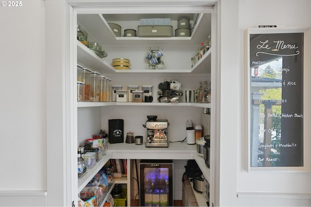 pantry with wine cooler